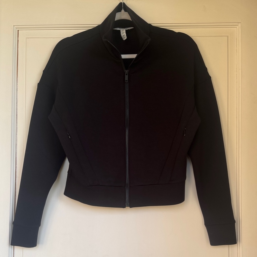 New Without Tag SPANX Black Zip-Front Bomber Jacket